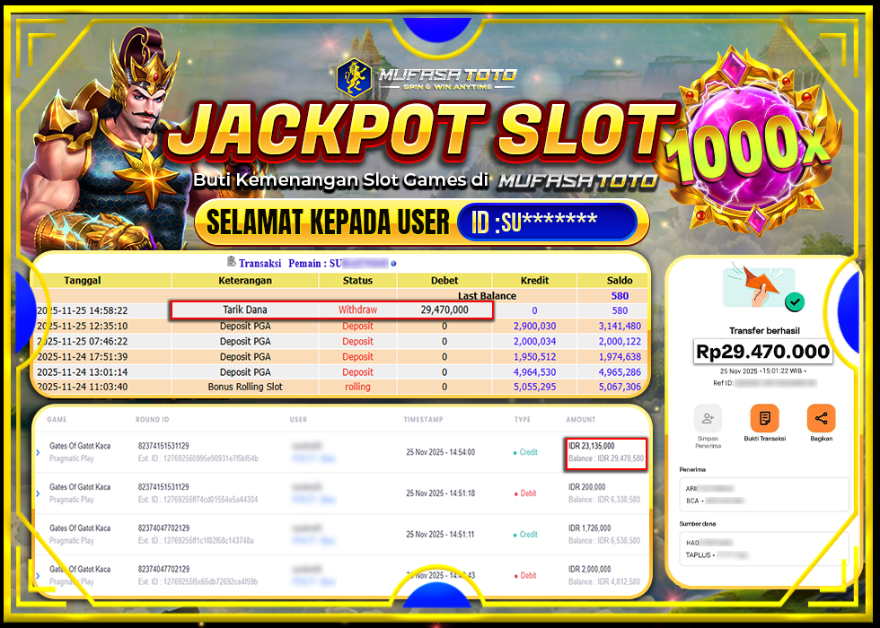 MUFASATOTO JACKPOT PRAGMATIC PLAY Rp.29.470.000|LUNAS